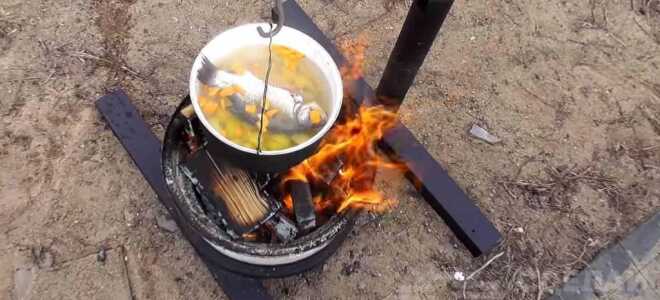 Стойка для казана из профтрубы и винтового домкрата