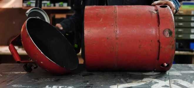 Мусорное ведро с откидной крышкой из старого газового баллона