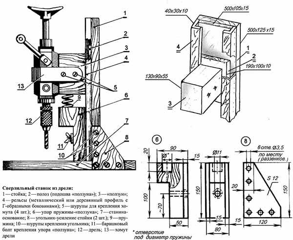 Чертеж вертикального сверлильного станка из дерева
